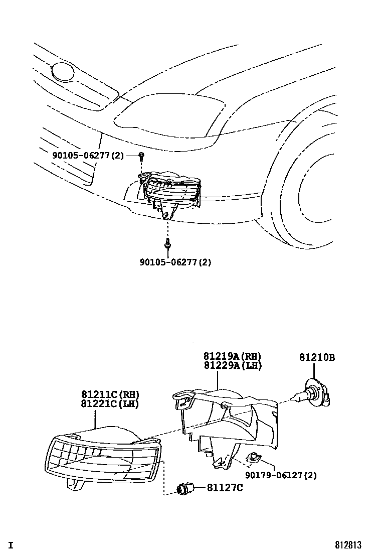 Toyota COROLLA Fog Lamp EPC diagram — 812813