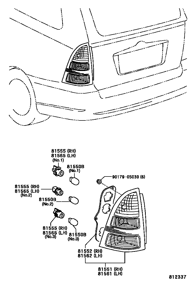 Toyota COROLLA 后组合灯 EPC diagram — 812337