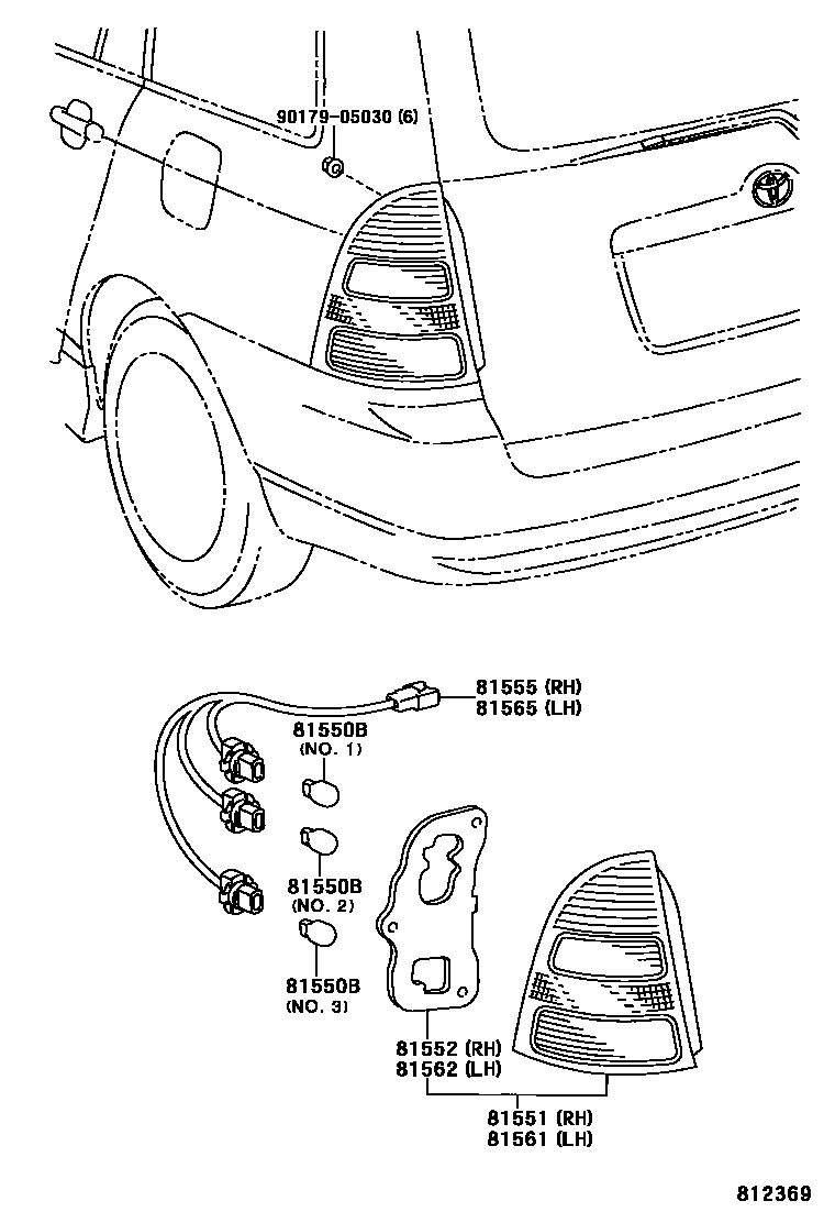 Toyota COROLLA 后组合灯 EPC diagram — 812369