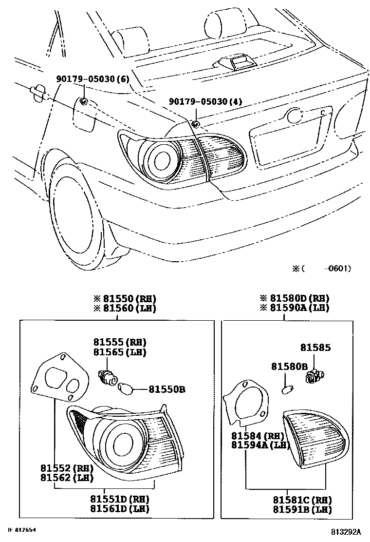 Toyota COROLLA 后组合灯 EPC diagram — 813292A