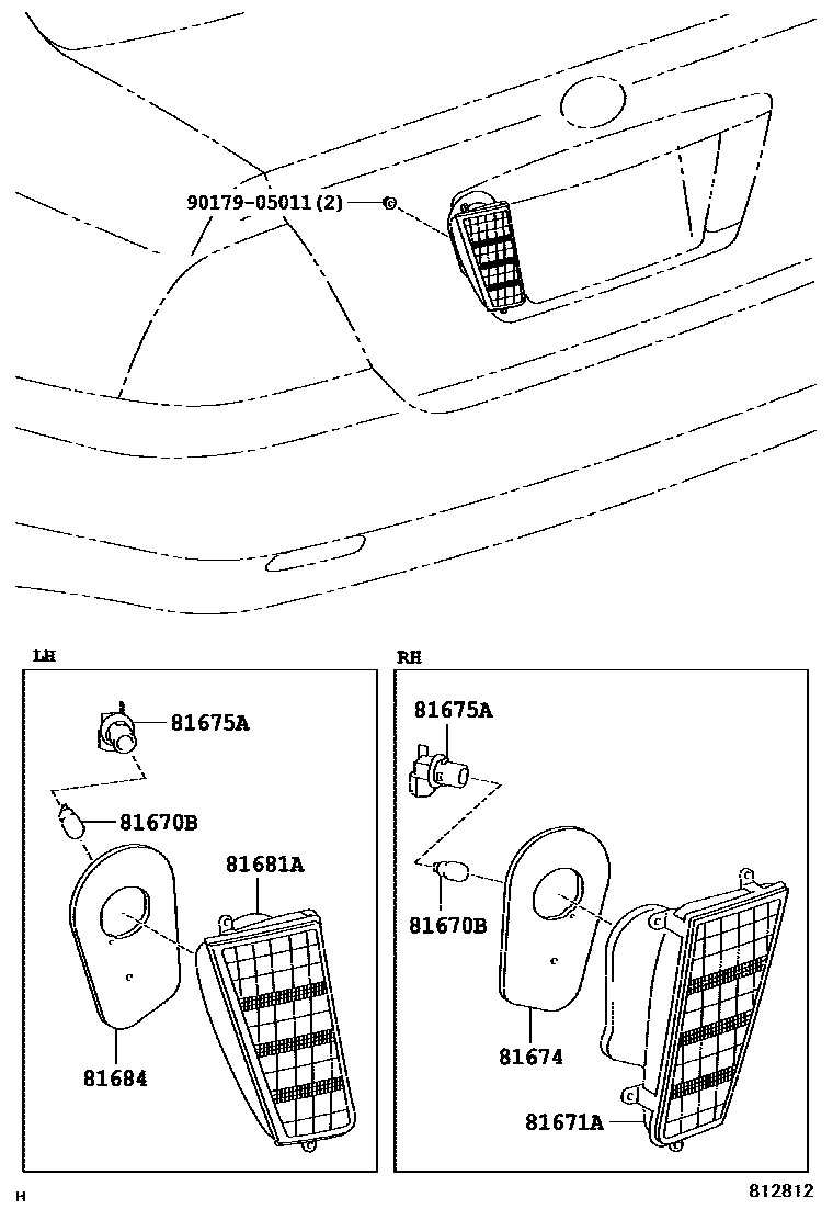 Toyota COROLLA 倒车灯 EPC diagram — 812812