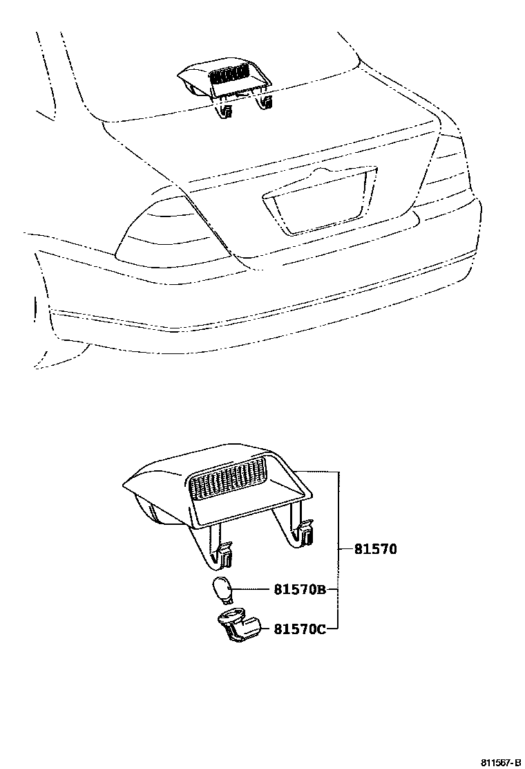 Toyota COROLLA 高位刹车灯 EPC diagram — 811567B