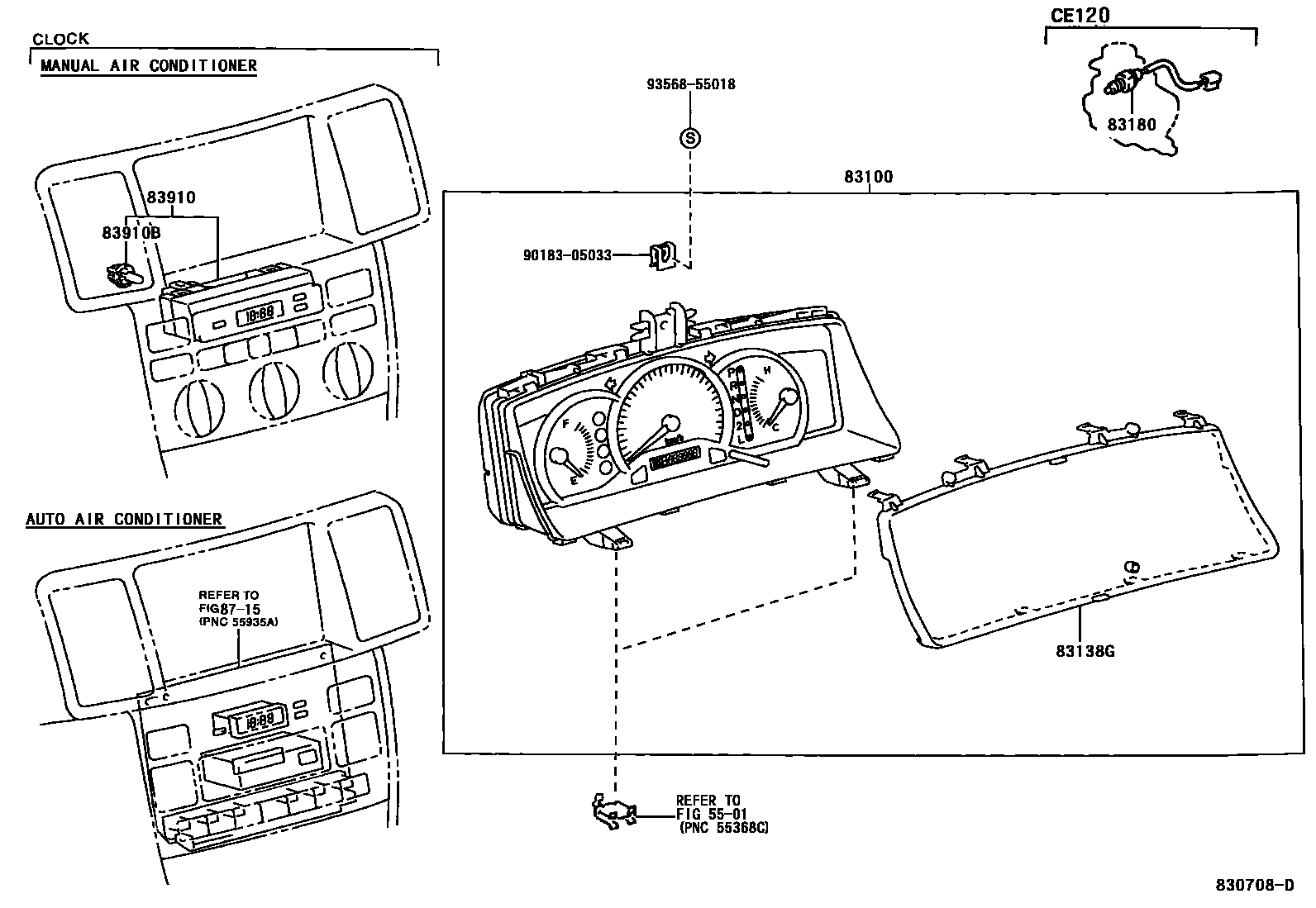 Toyota COROLLA 仪表 EPC diagram — 830708D