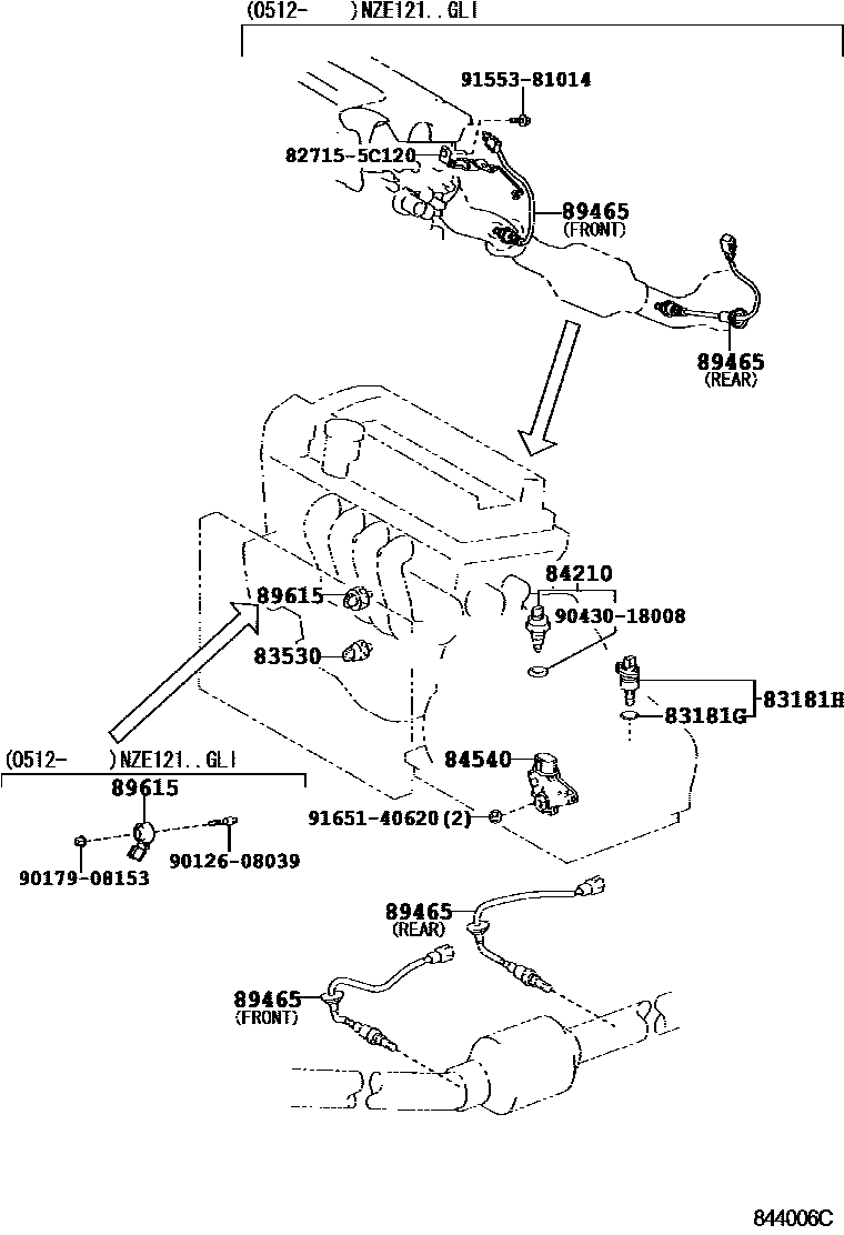 Toyota COROLLA 开关和继电器和ECU EPC diagram — 844006C