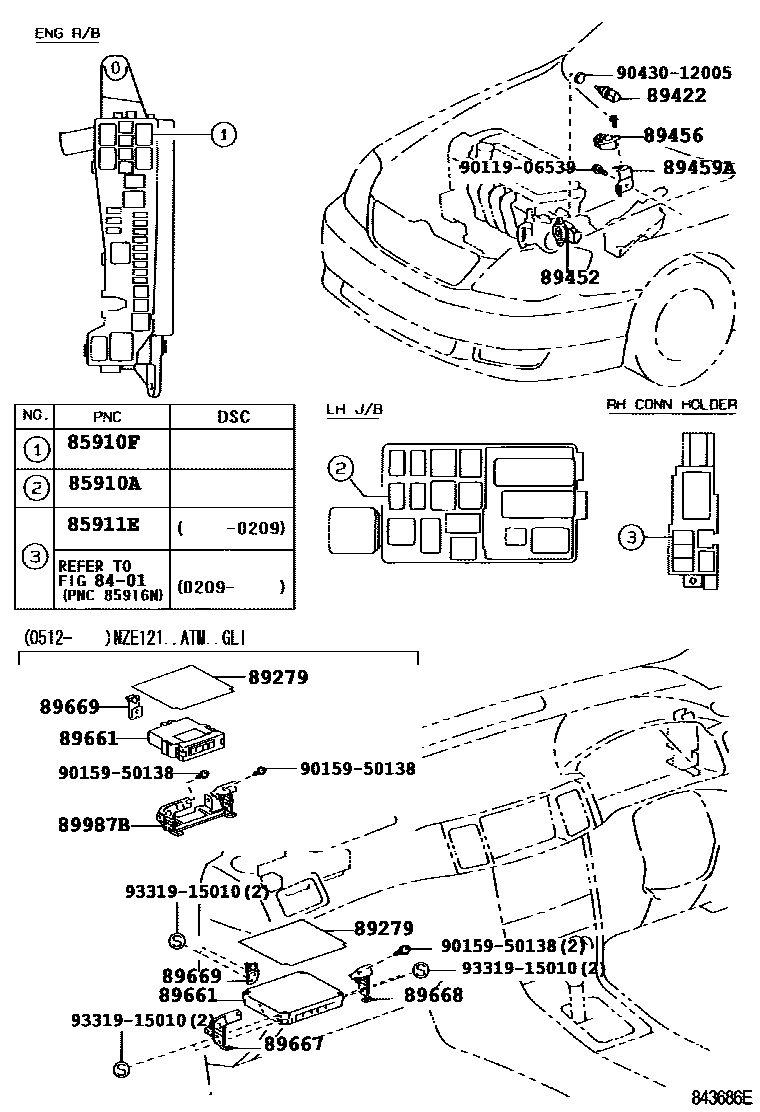 Toyota COROLLA 电子燃油喷射系统 EPC diagram — 843686E