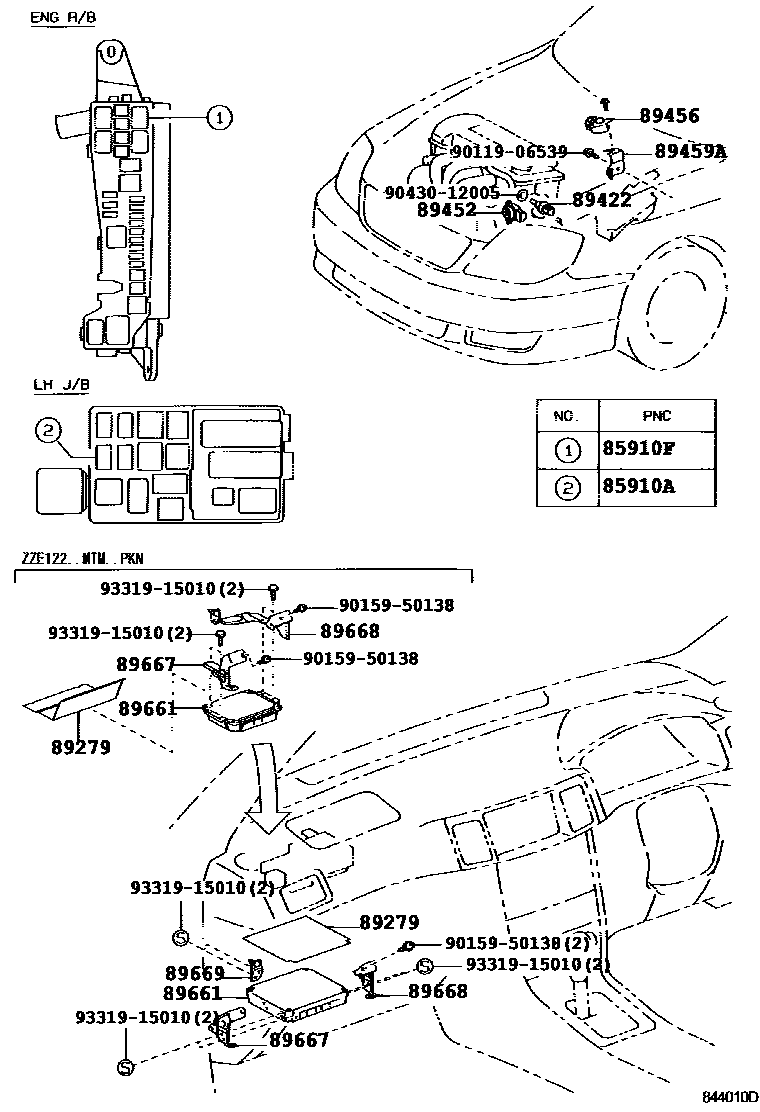 Toyota COROLLA 电子燃油喷射系统 EPC diagram — 844010D