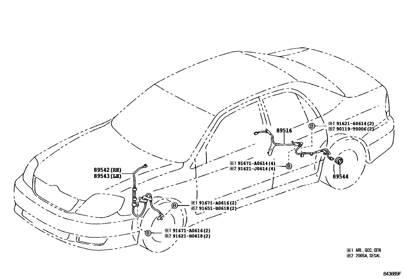 Toyota COROLLA ABS 和 VSC EPC diagram — 843689F