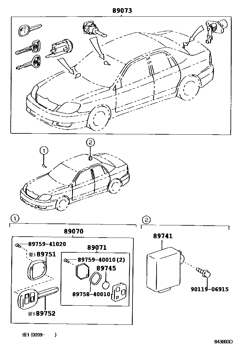 Toyota COROLLA 遥控门锁 EPC diagram — 843693D