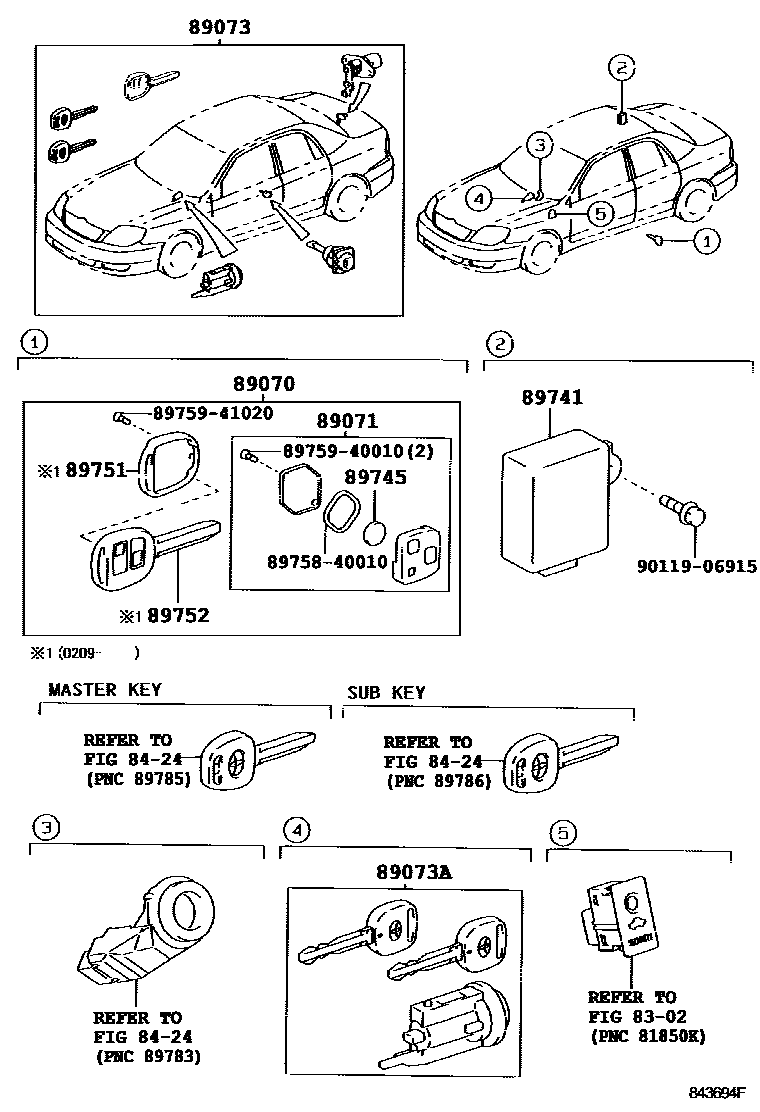 Toyota COROLLA 遥控门锁 EPC diagram — 843694F