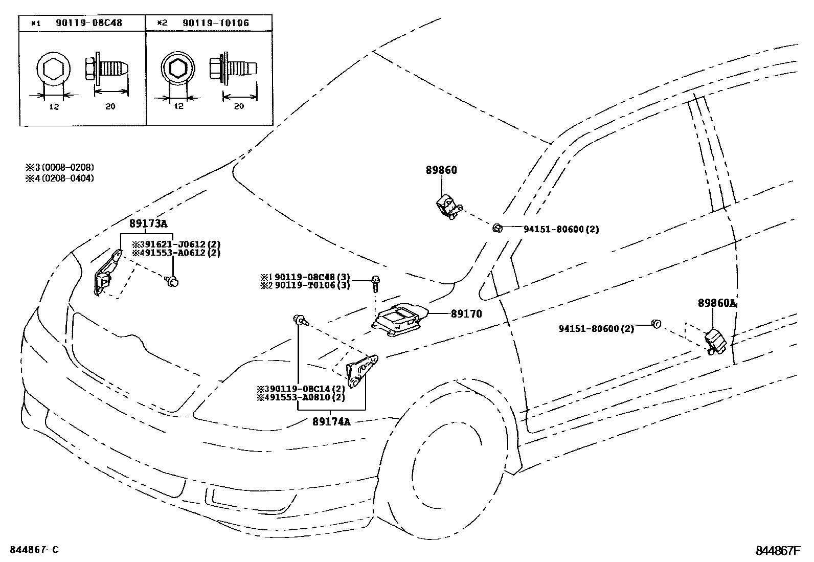Toyota COROLLA 空气囊 EPC diagram — 844867F