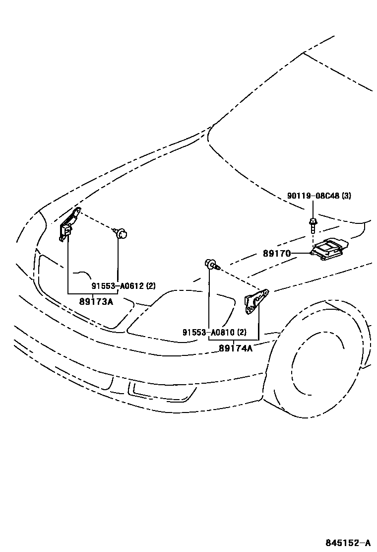 Toyota COROLLA 空气囊 EPC diagram — 845152A