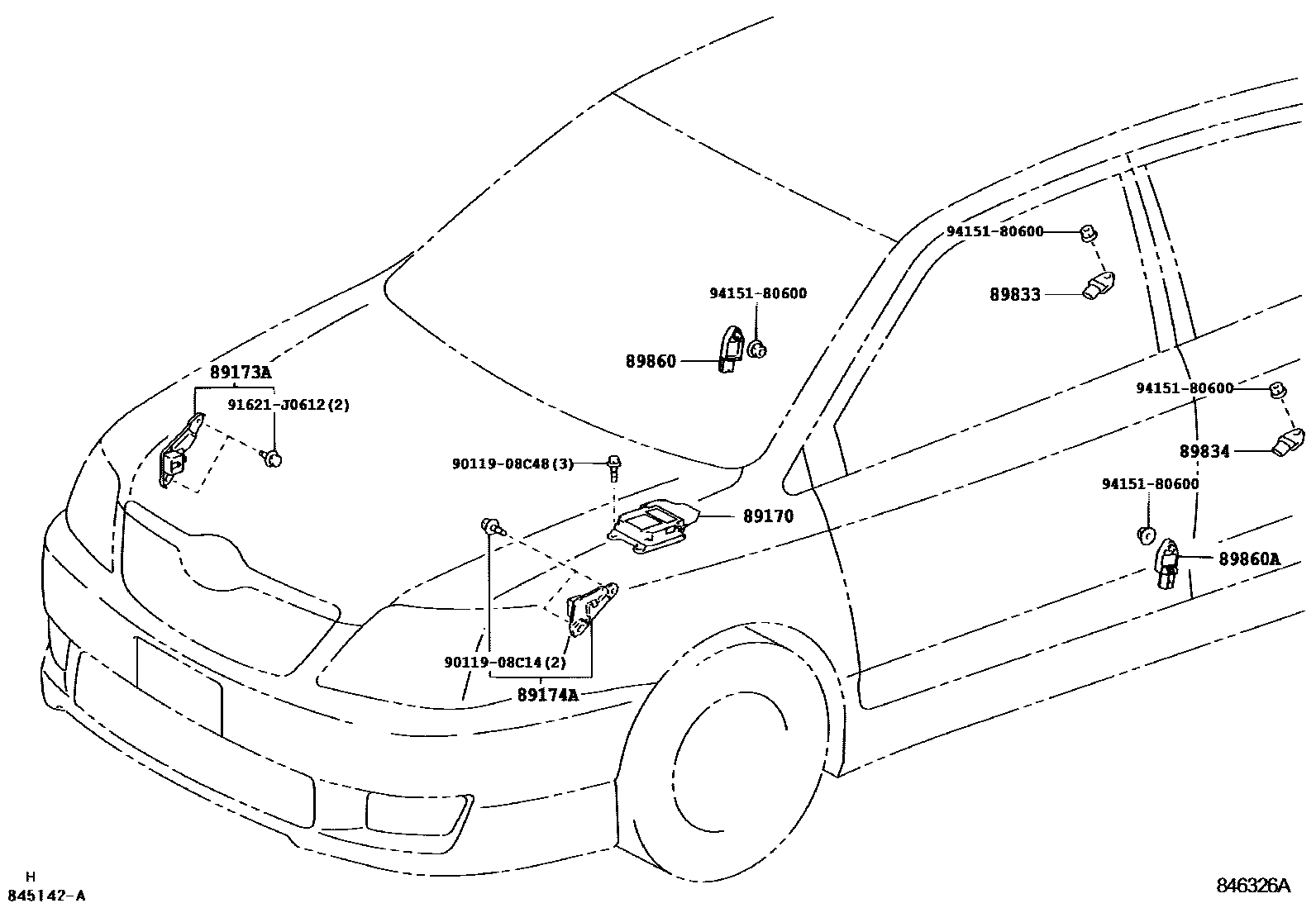 Toyota COROLLA 空气囊 EPC diagram — 846326A