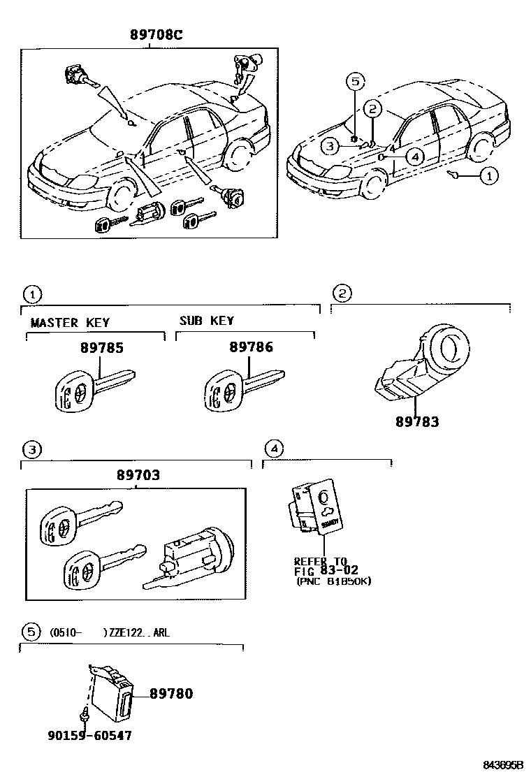 Toyota COROLLA 防盗装置 EPC diagram — 843695B