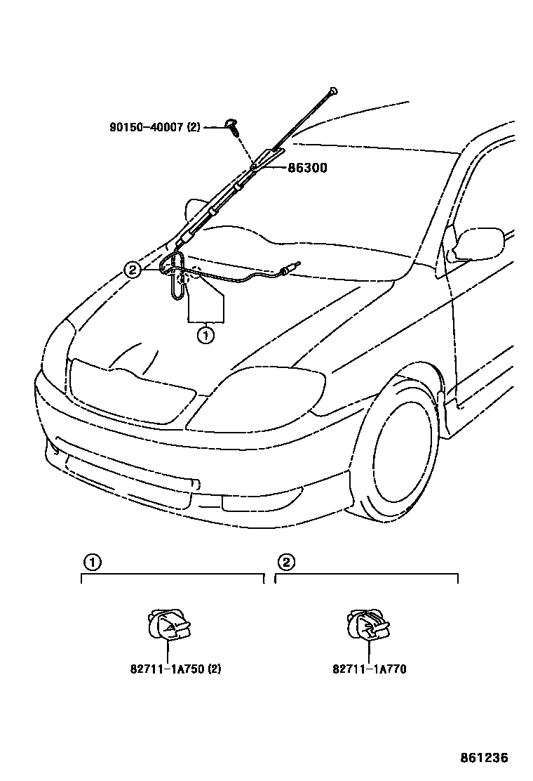 Toyota COROLLA antenna EPC diagram — 861236
