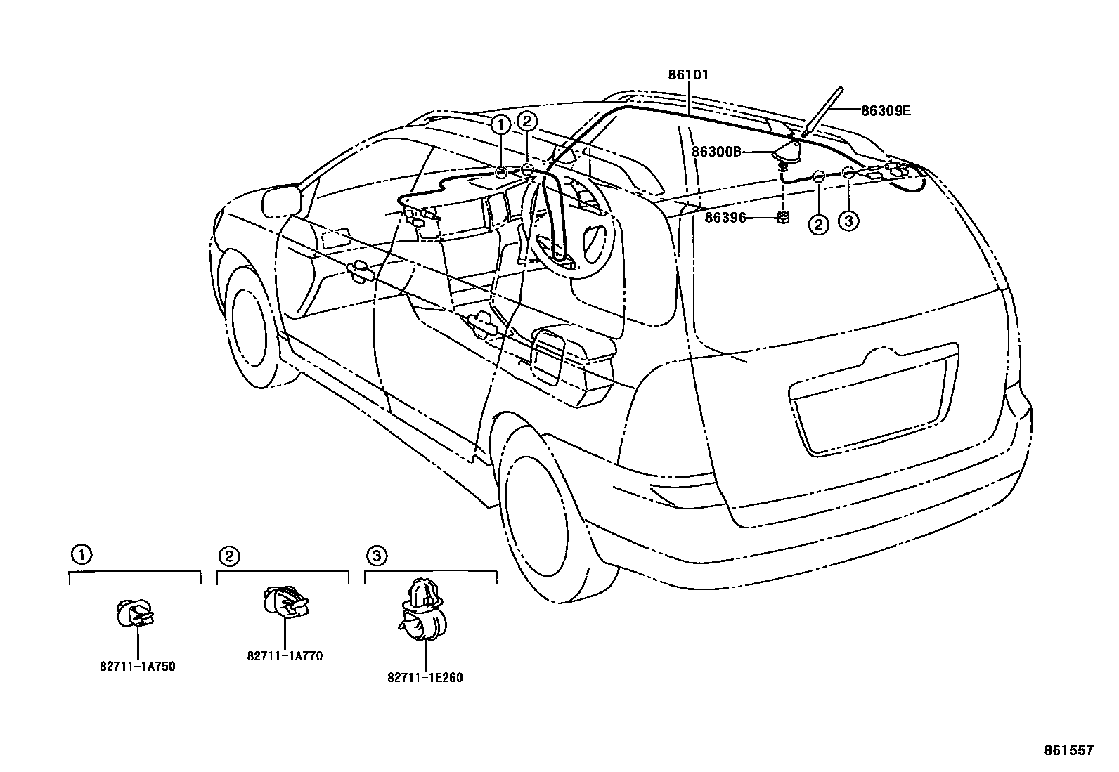 Toyota COROLLA antenna EPC diagram — 861557