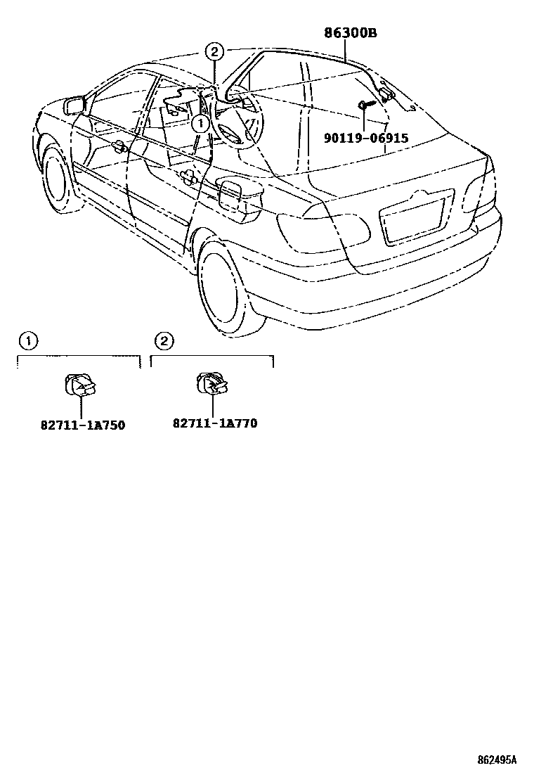 Toyota COROLLA antenna EPC diagram — 862495A