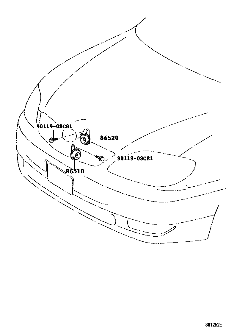 Toyota COROLLA 喇叭 EPC diagram — 861252E