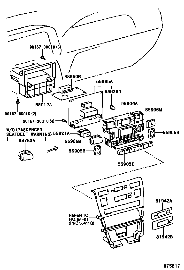 Toyota COROLLA 暖风和空调系统 - 控制器和风管 EPC diagram — 875817