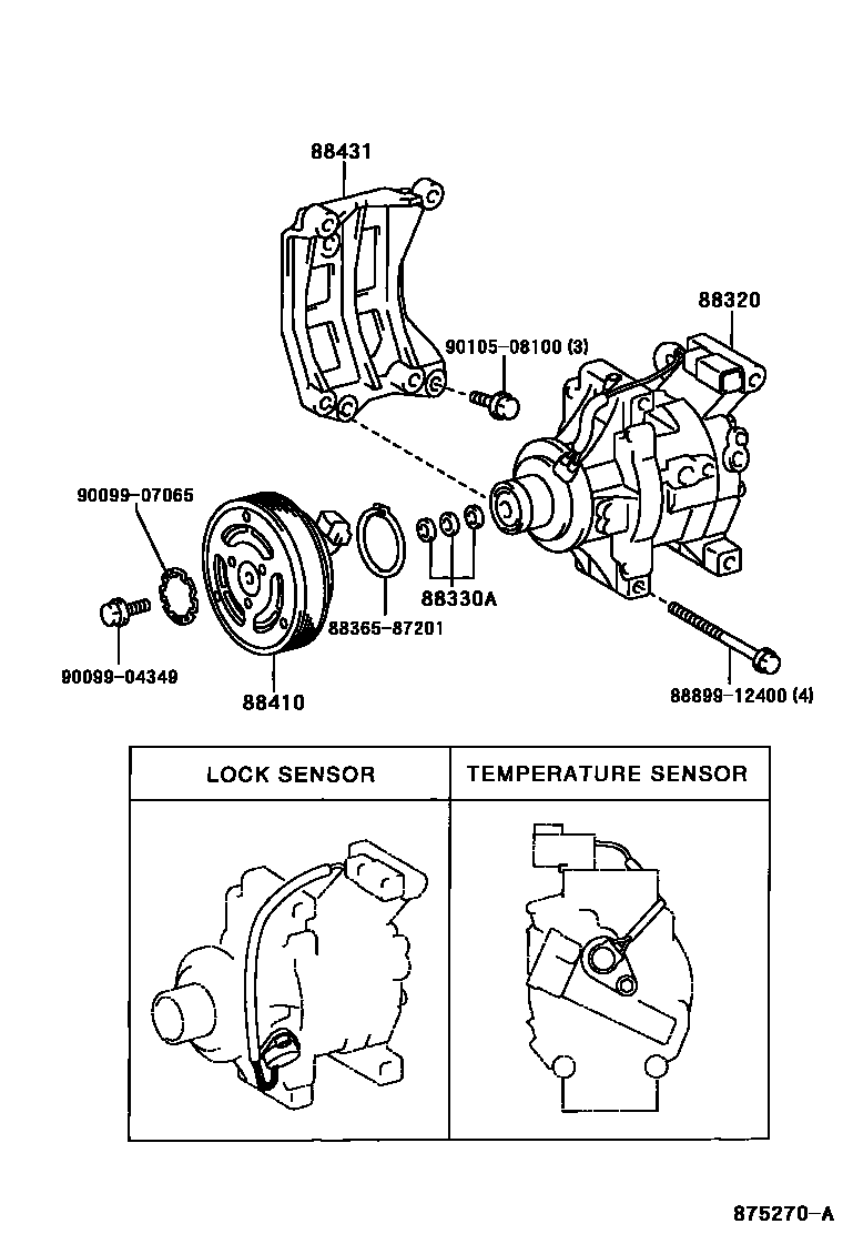 Toyota COROLLA Heating & Air Conditioning - Compressor EPC diagram — 875270A