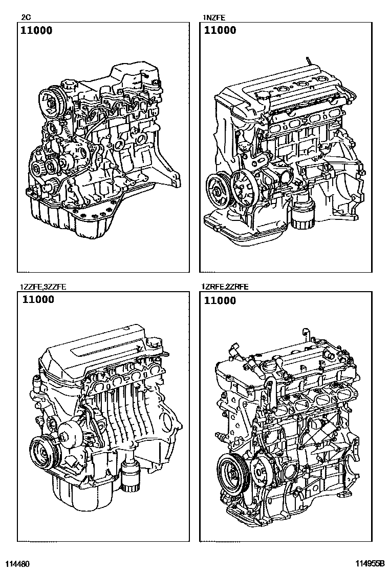 Toyota COROLLA Partial Engine Assembly EPC diagram — 114955B
