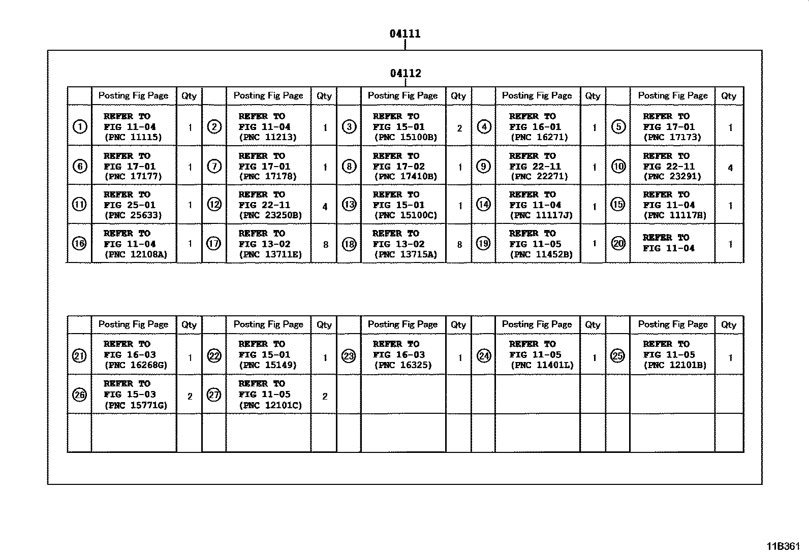Toyota COROLLA Engine Overhaul Gasket Kit EPC diagram — 11B361
