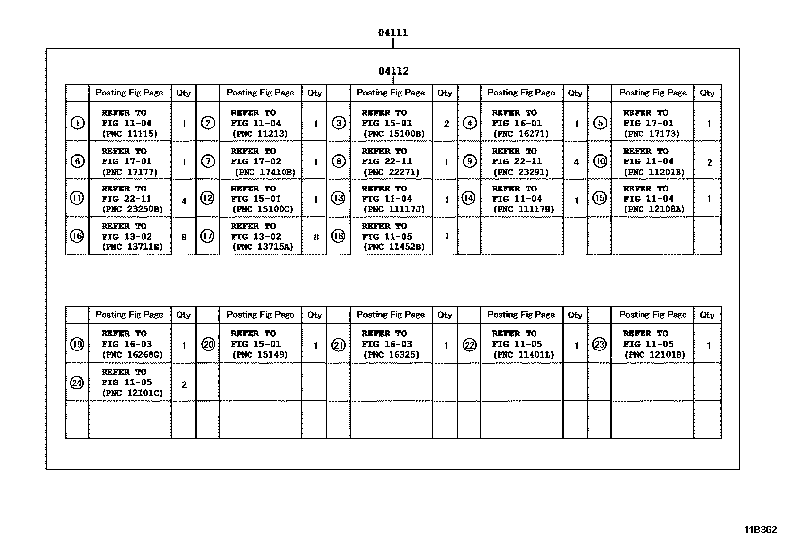 Toyota COROLLA Engine Overhaul Gasket Kit EPC diagram — 11B362