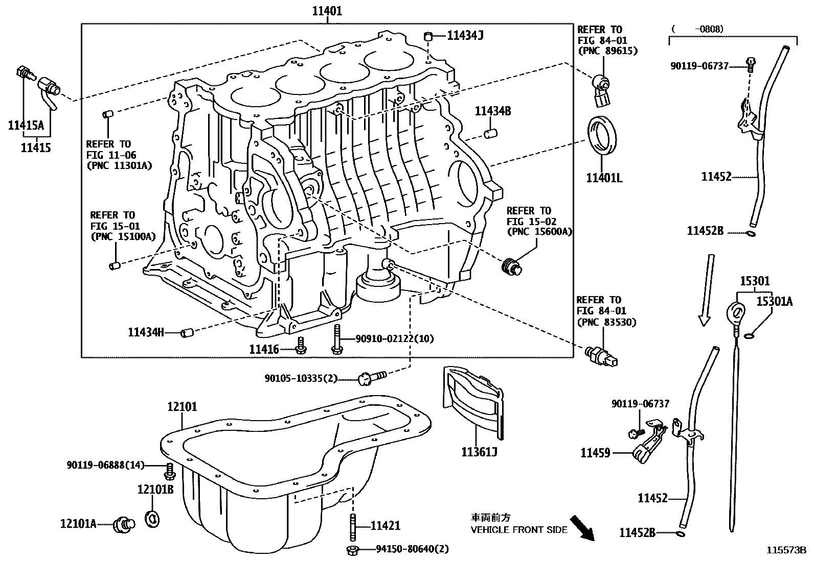 Toyota COROLLA Cylinder Block EPC diagram — 115573B