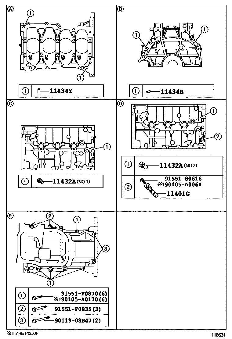 Toyota COROLLA Cylinder Block EPC diagram — 118631