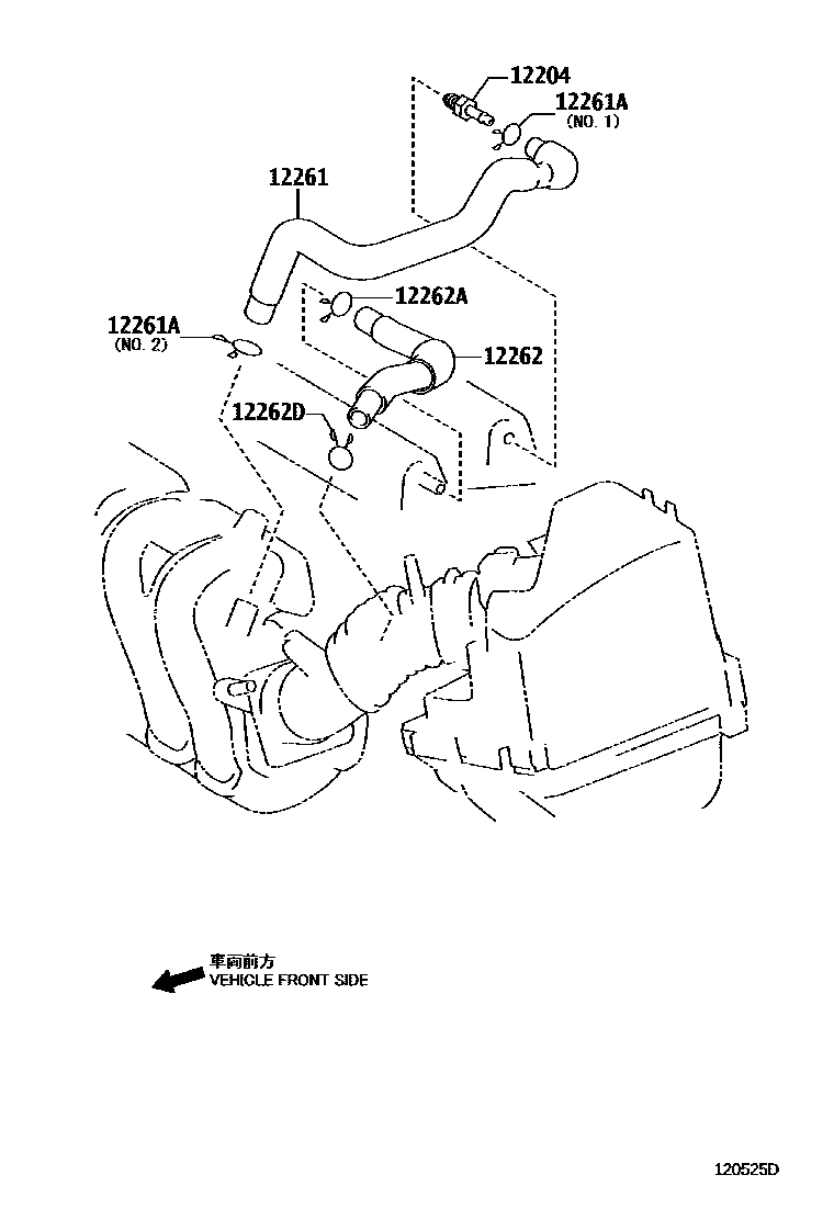 Toyota COROLLA Ventilation Hose EPC diagram — 120525D