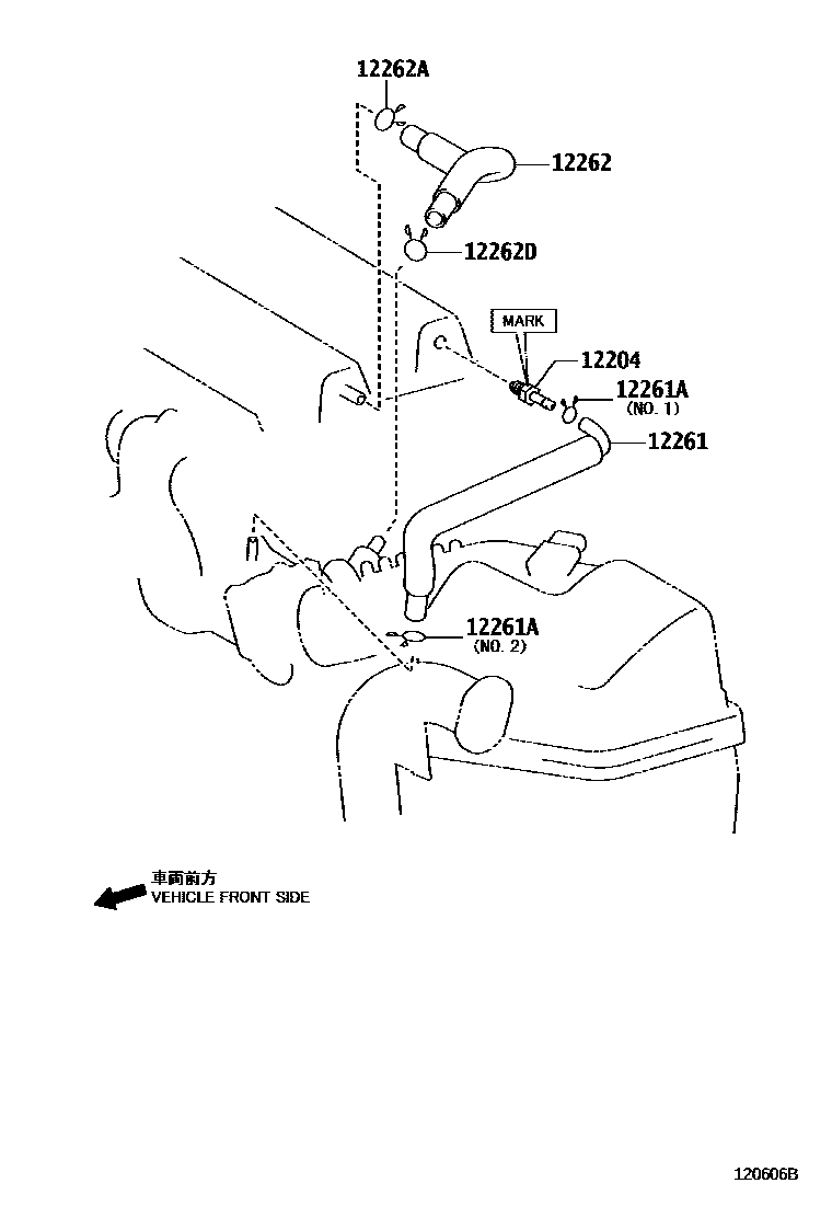 Toyota COROLLA Ventilation Hose EPC diagram — 120606B