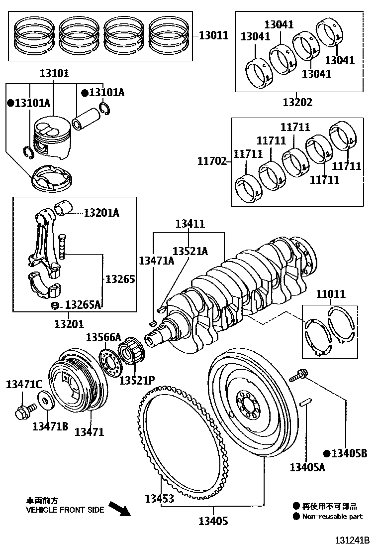 Toyota COROLLA Crankshaft & Piston EPC diagram — 131241B