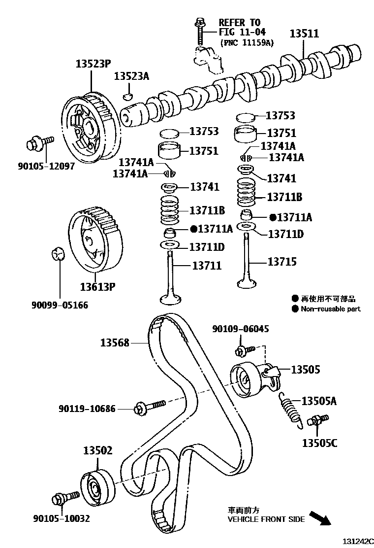 Toyota COROLLA Camshaft & Valve EPC diagram — 131242C
