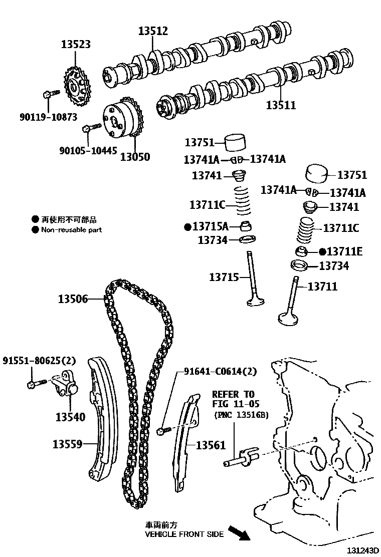 Toyota COROLLA Camshaft & Valve EPC diagram — 131243D