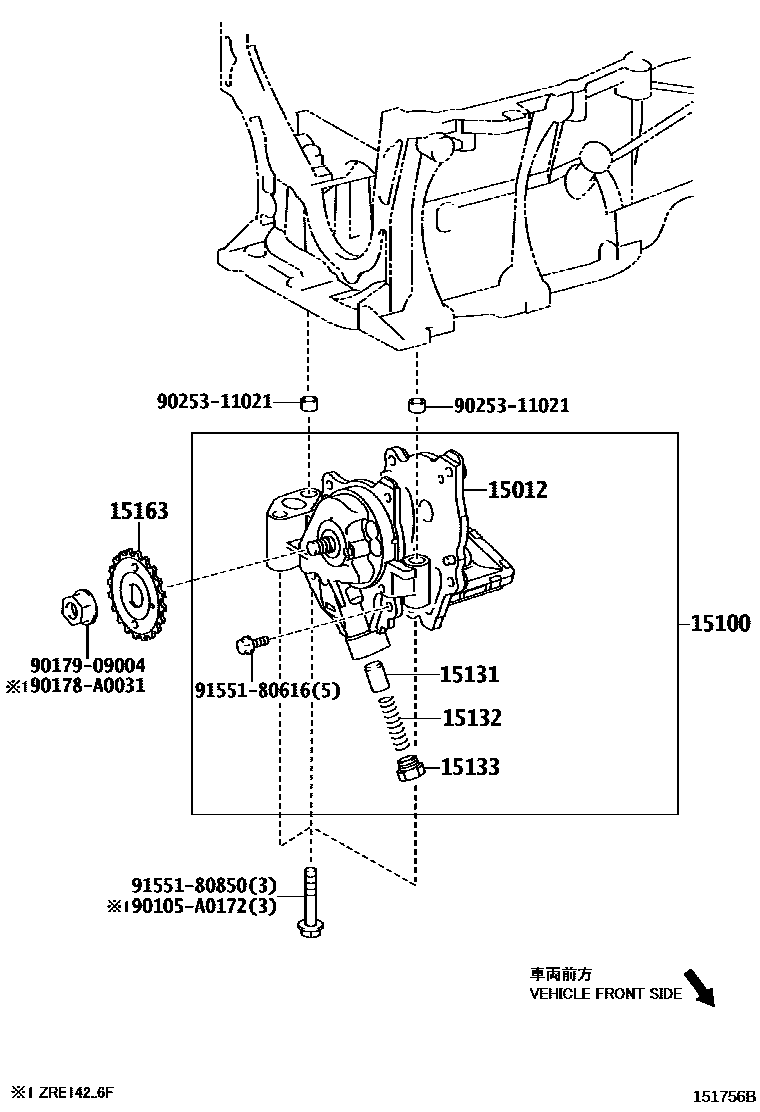 Toyota COROLLA Engine Oil Pump EPC diagram — 151756B