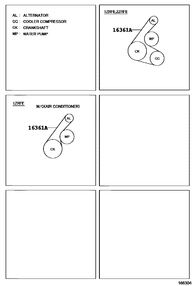 Toyota COROLLA V-Belt EPC diagram — 166304