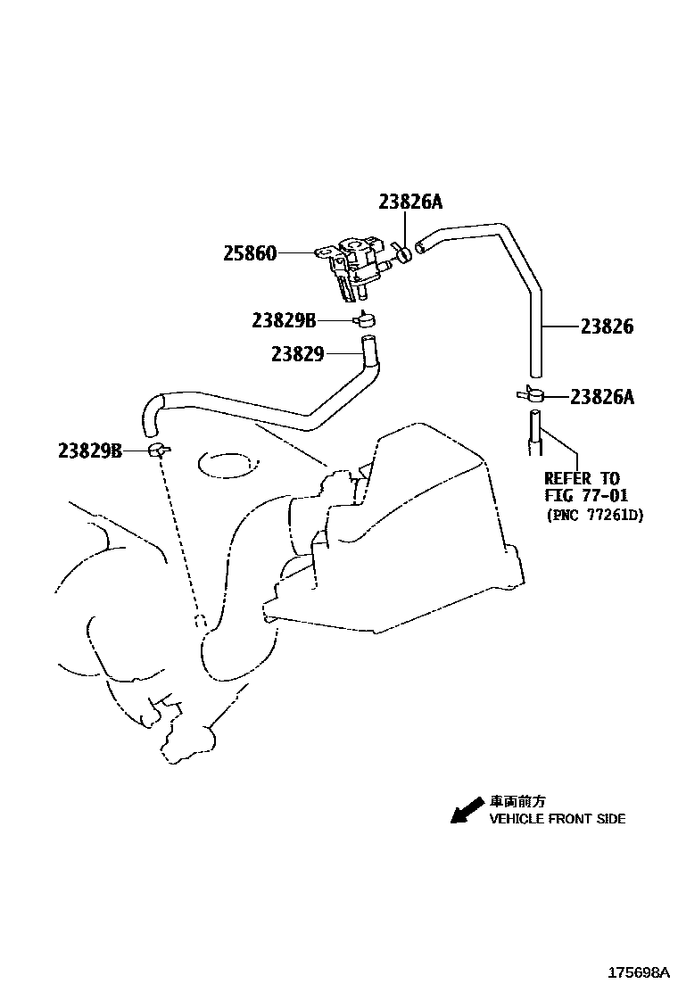 Toyota COROLLA vacuum tube EPC diagram — 175698A