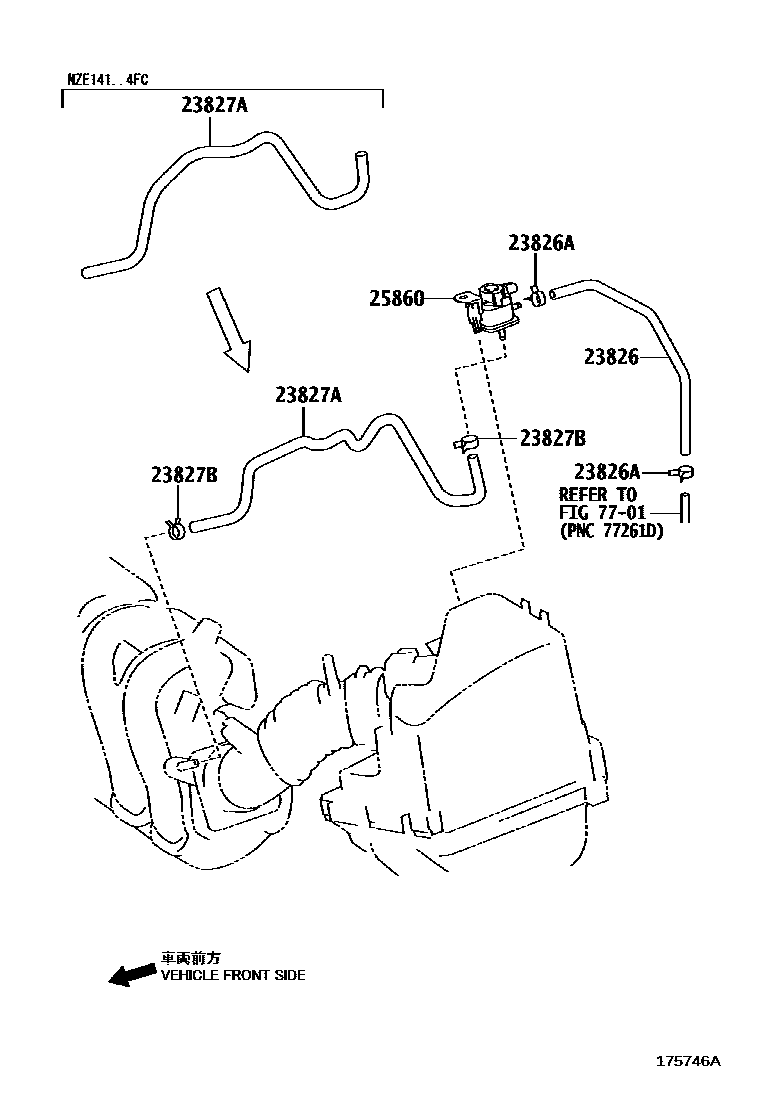 Toyota COROLLA vacuum tube EPC diagram — 175746A