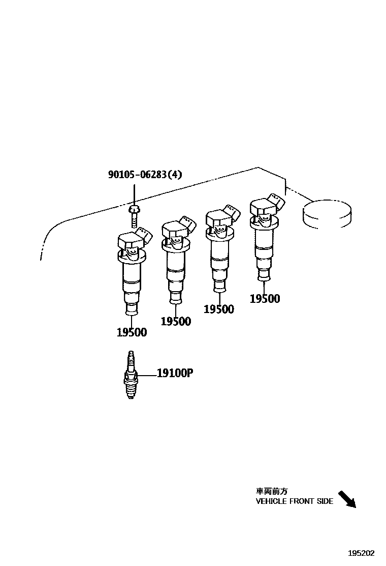 Toyota COROLLA 点火线圈和火花塞 /电热塞 EPC diagram — 195202