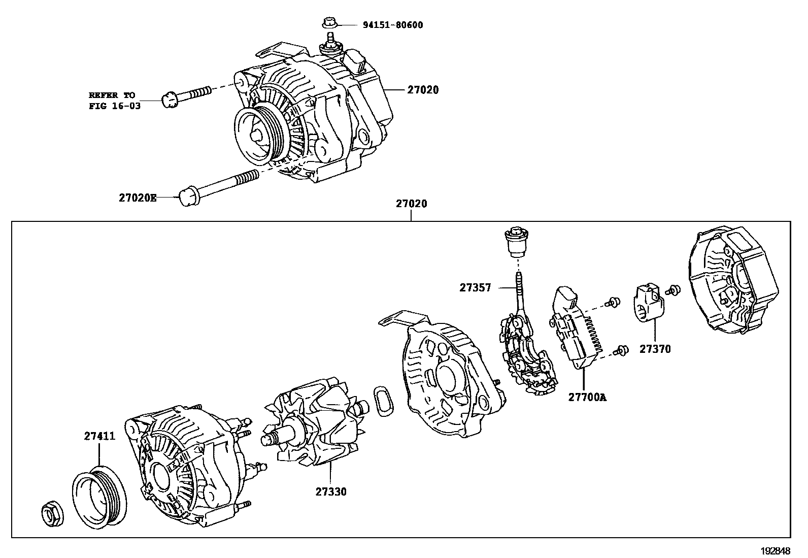 Toyota COROLLA Alternator EPC diagram — 192848