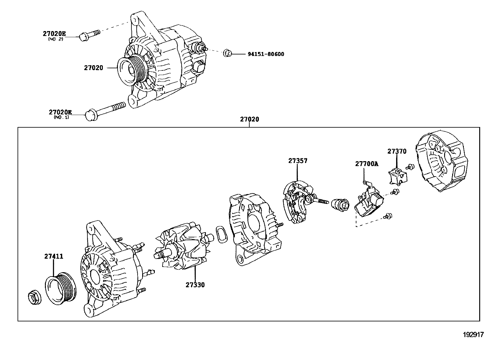 Toyota COROLLA Alternator EPC diagram — 192917