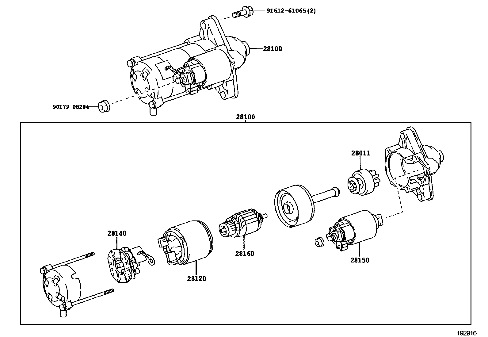 Toyota COROLLA 起动机 EPC diagram — 192916