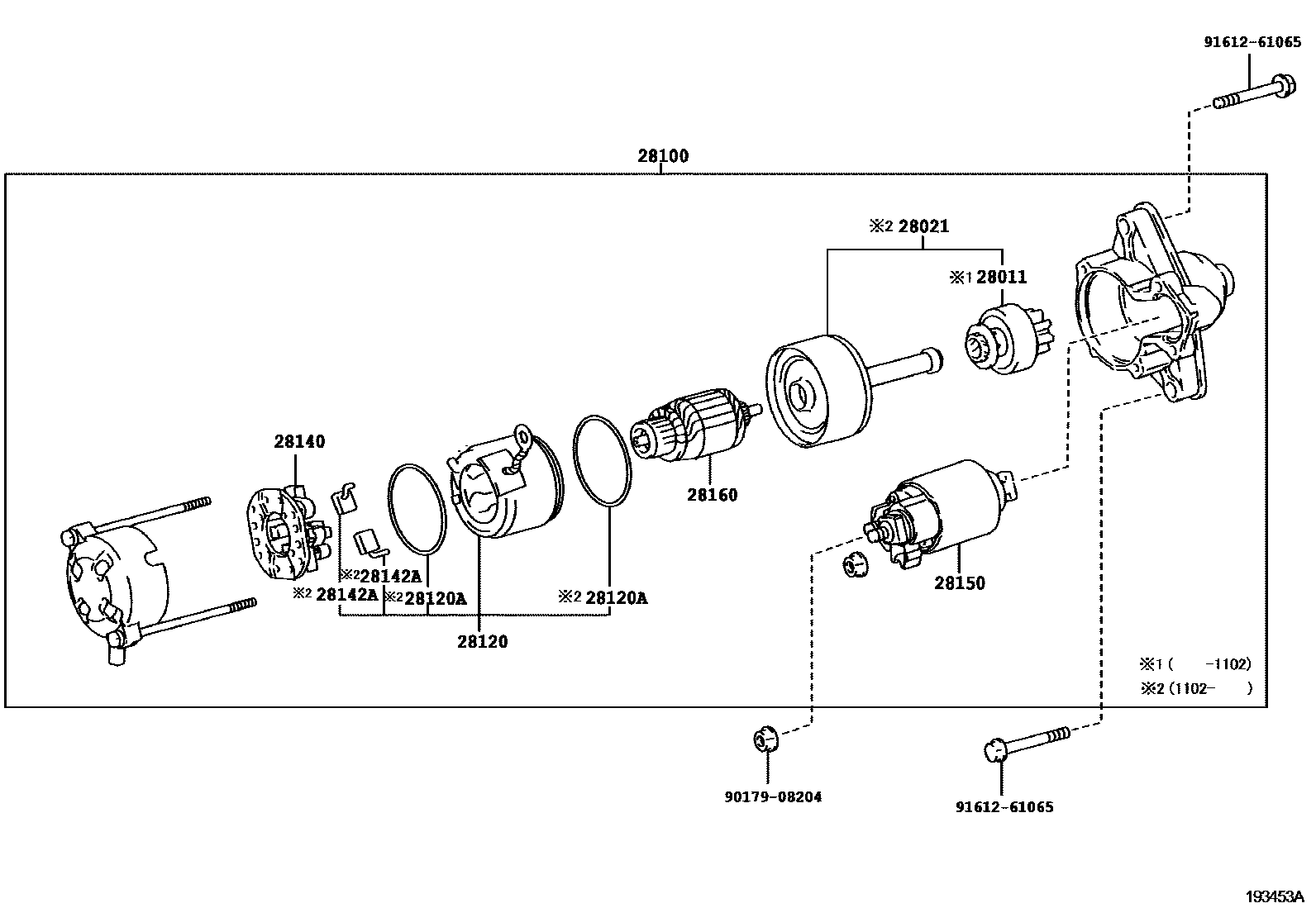 Toyota COROLLA 起动机 EPC diagram — 193453A