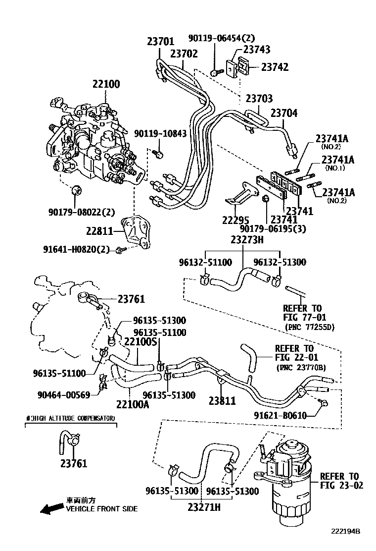 Toyota COROLLA 喷油泵总成 EPC diagram — 222194B