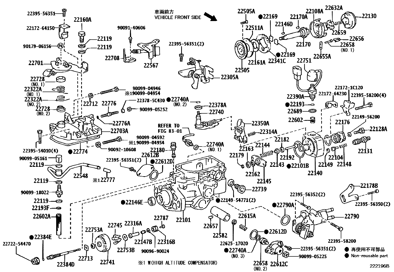 Toyota COROLLA 喷油泵体 EPC diagram — 222196B