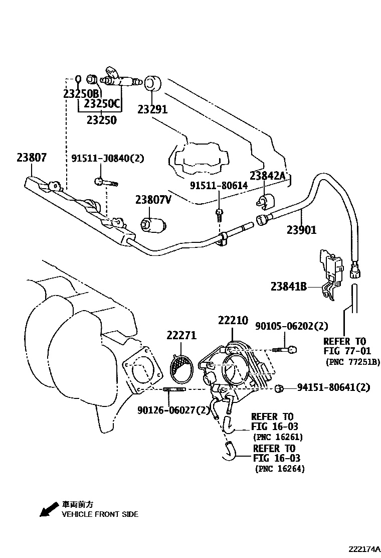 Toyota COROLLA 燃油喷射系统 EPC diagram — 222174A