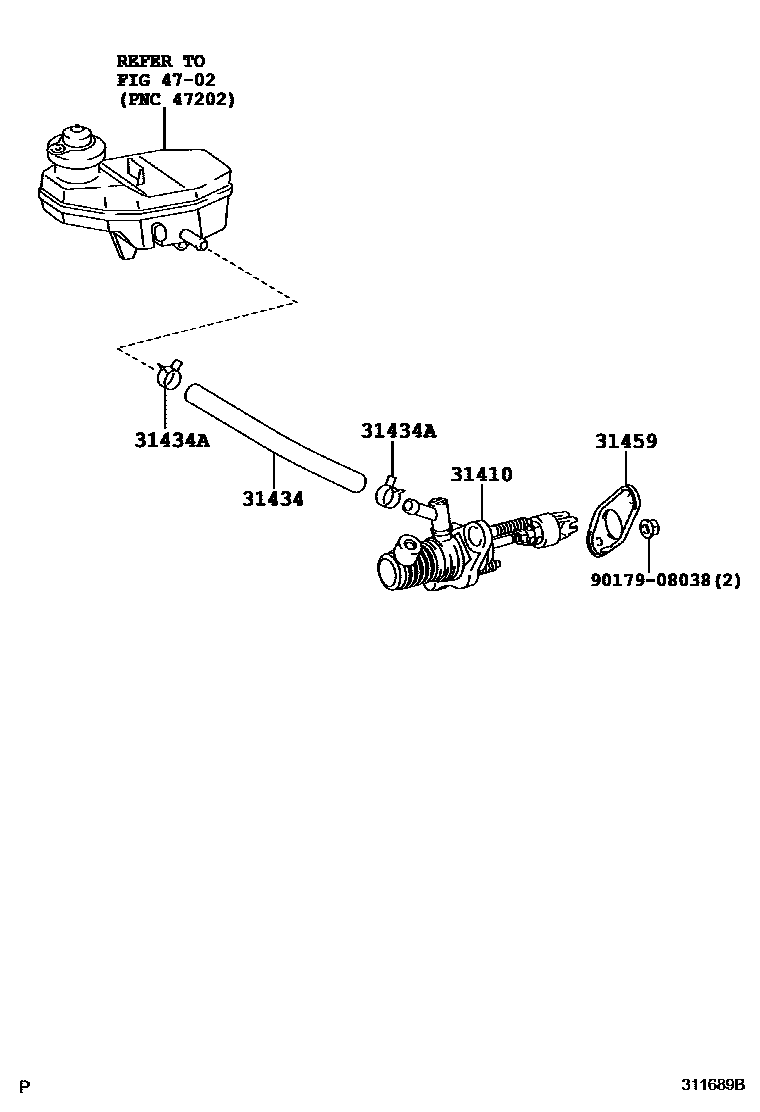 Toyota COROLLA 离合器总泵 EPC diagram — 311689B