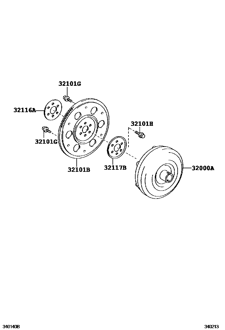 Toyota COROLLA 变矩器、前油泵(CVT) EPC diagram — 340213