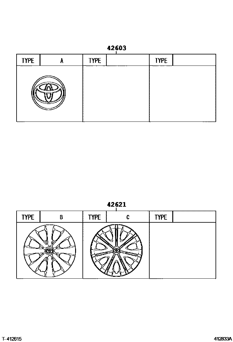 Toyota COROLLA 车轮和车轮盖 EPC diagram — 412833A