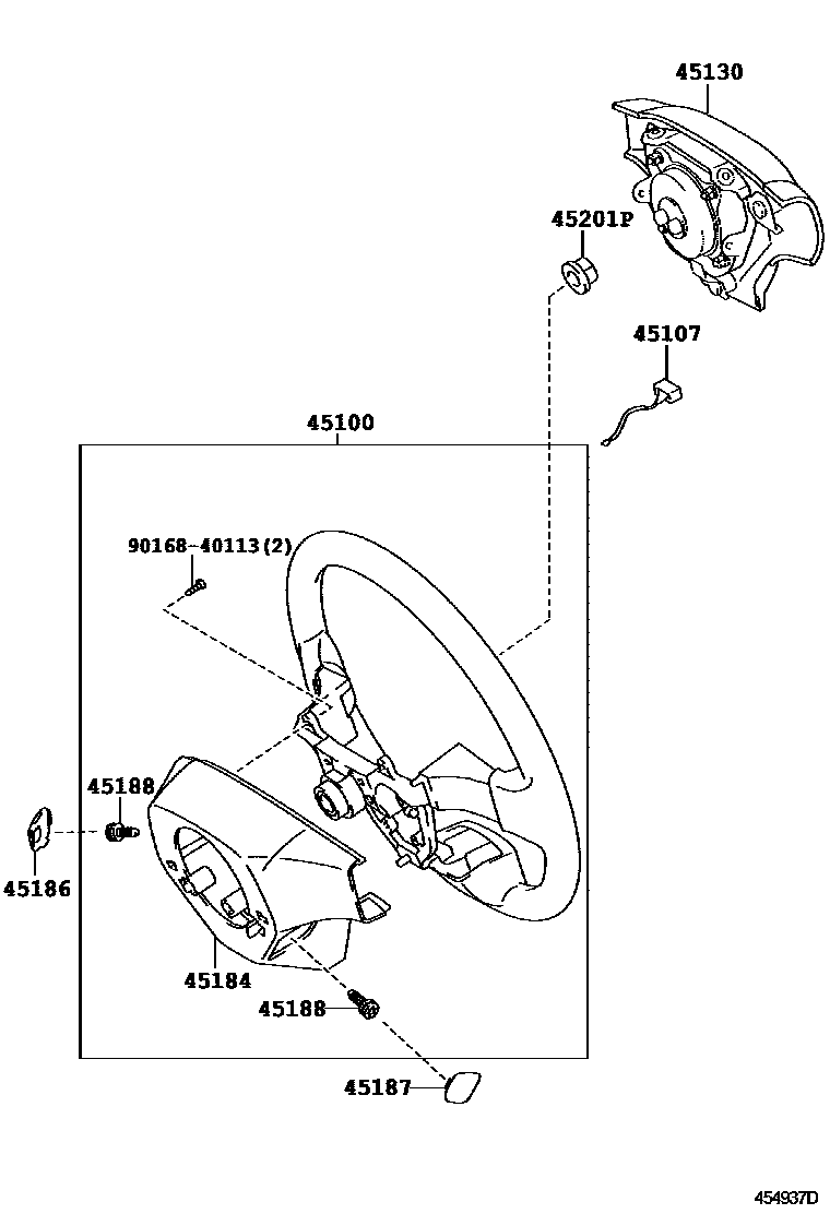 Toyota COROLLA Steering Wheel EPC diagram — 454937D