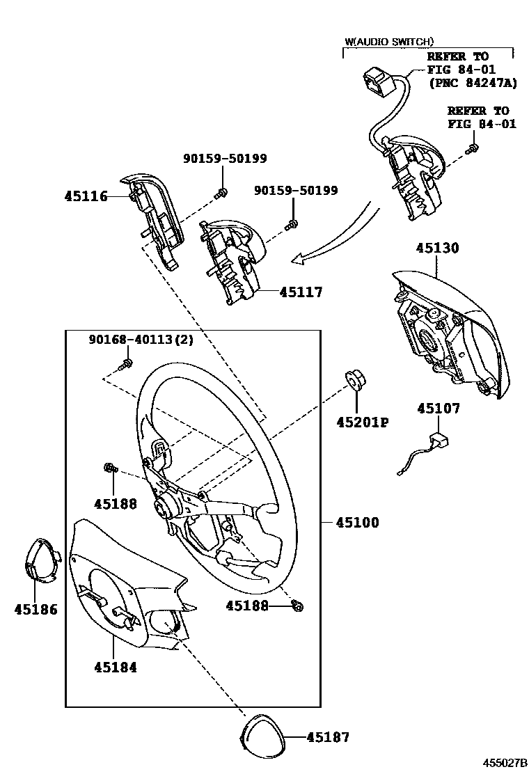 Toyota COROLLA Steering Wheel EPC diagram — 455027B